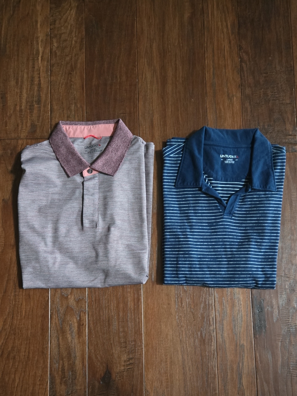 UNTUCKit Men's Polo Set - Pink Heather & Navy Stripe Large